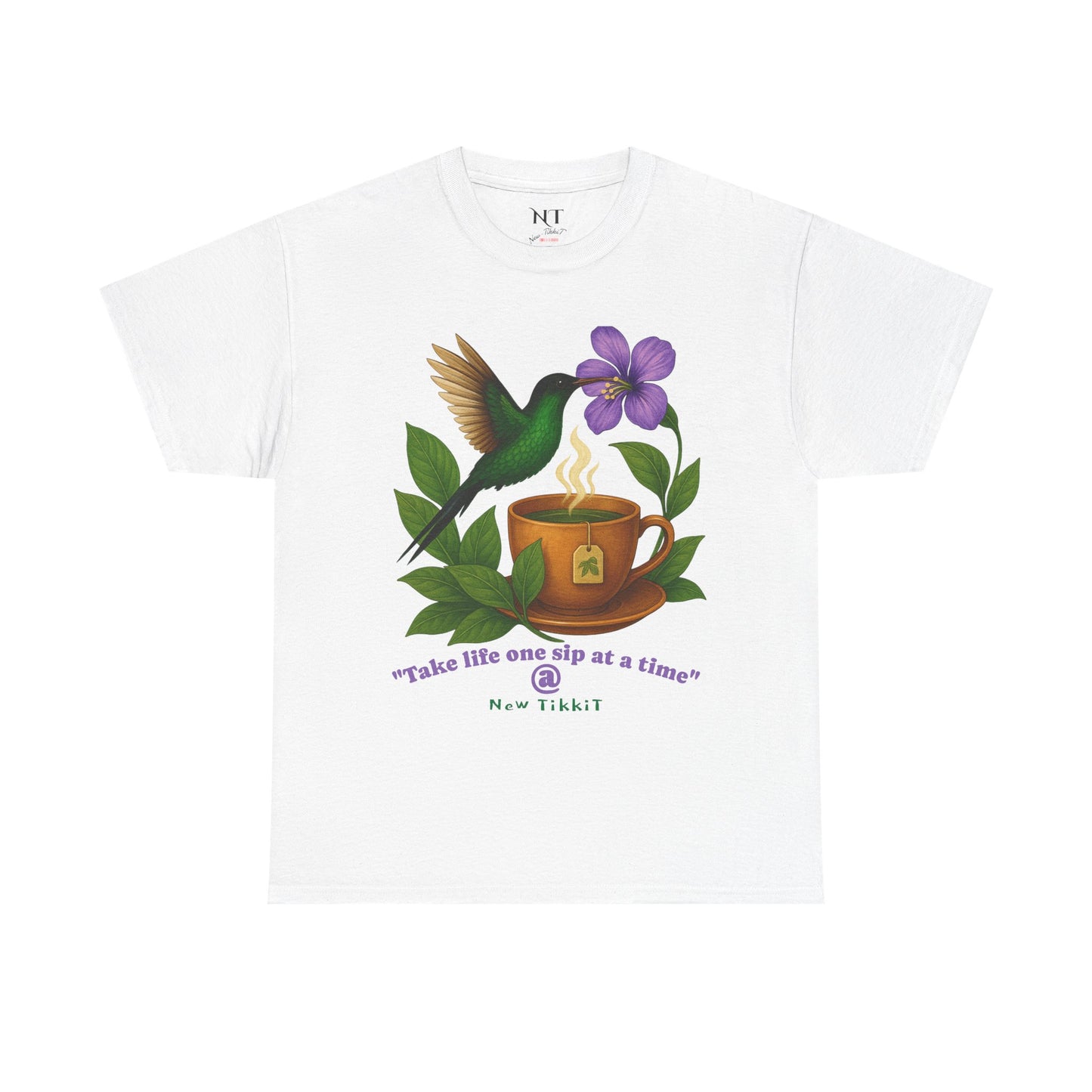 Nature-Inspired Unisex Tee with Hummingbird & Coffee Design, Casual Wear, Gift for Nature Lovers, Birthday Present, Inspirational Tee